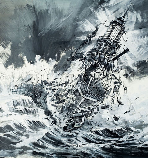 Destruction of the Eddystone Lighthouse, 1703